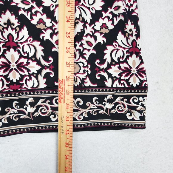 WHBM Dress Womens Medium Black Pink Damask Bell Long Sleeve Mini Shift Casual - Picture 5 of 10